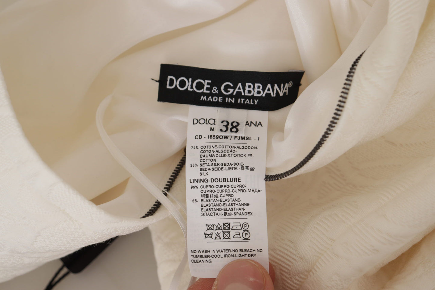 Robe fourreau Dolce & Gabbana en brocart jacquard blanc mi-long fleuri