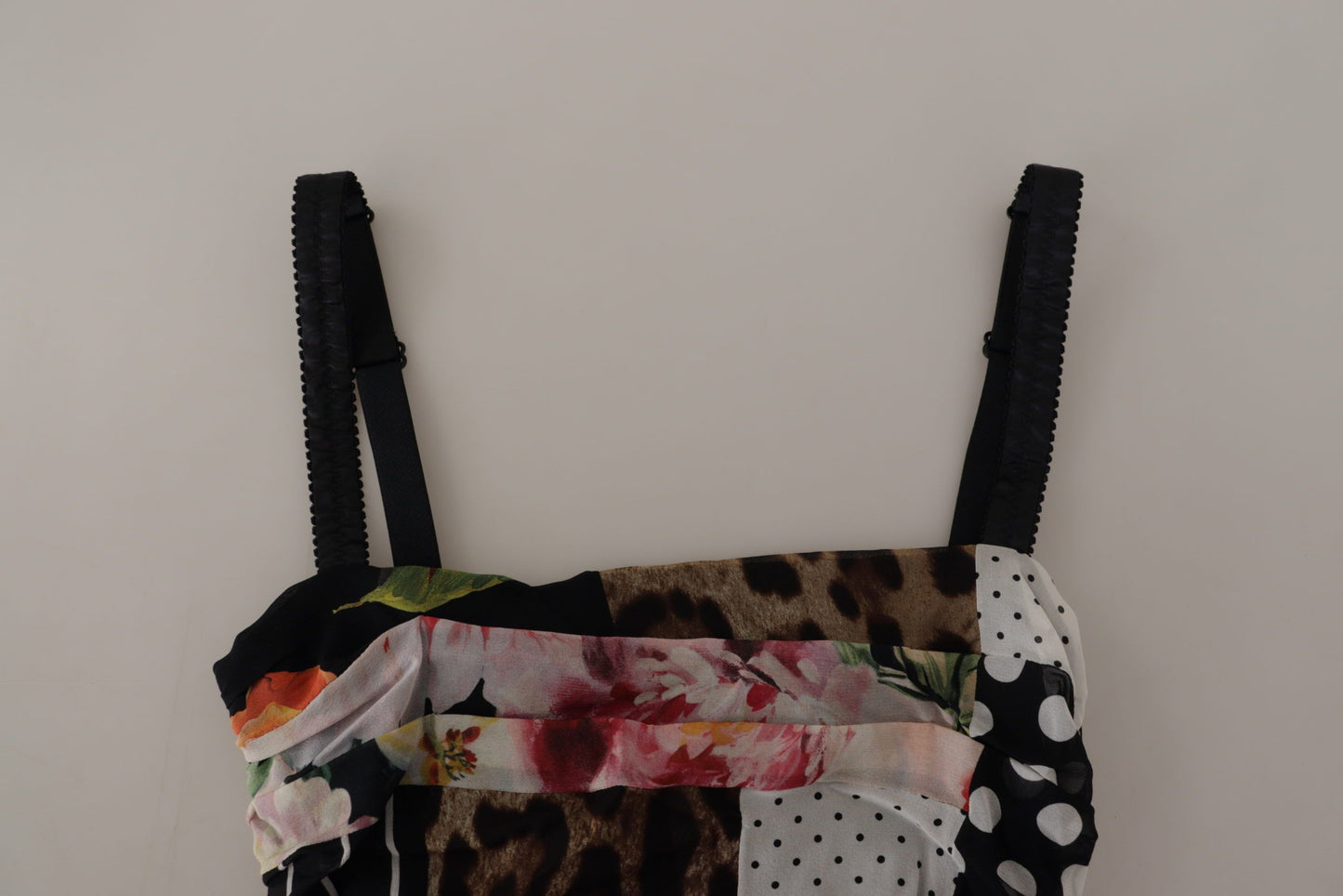 Robe moulante léopard Dolce & Gabbana en soie florale multicolore patchwork longueur midi
