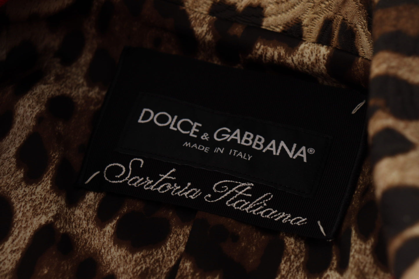 Veste Trench-coat en Laine Rouge Leopard Dolce & Gabbana