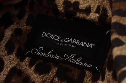 Veste Trench-coat en Laine Rouge Leopard Dolce & Gabbana