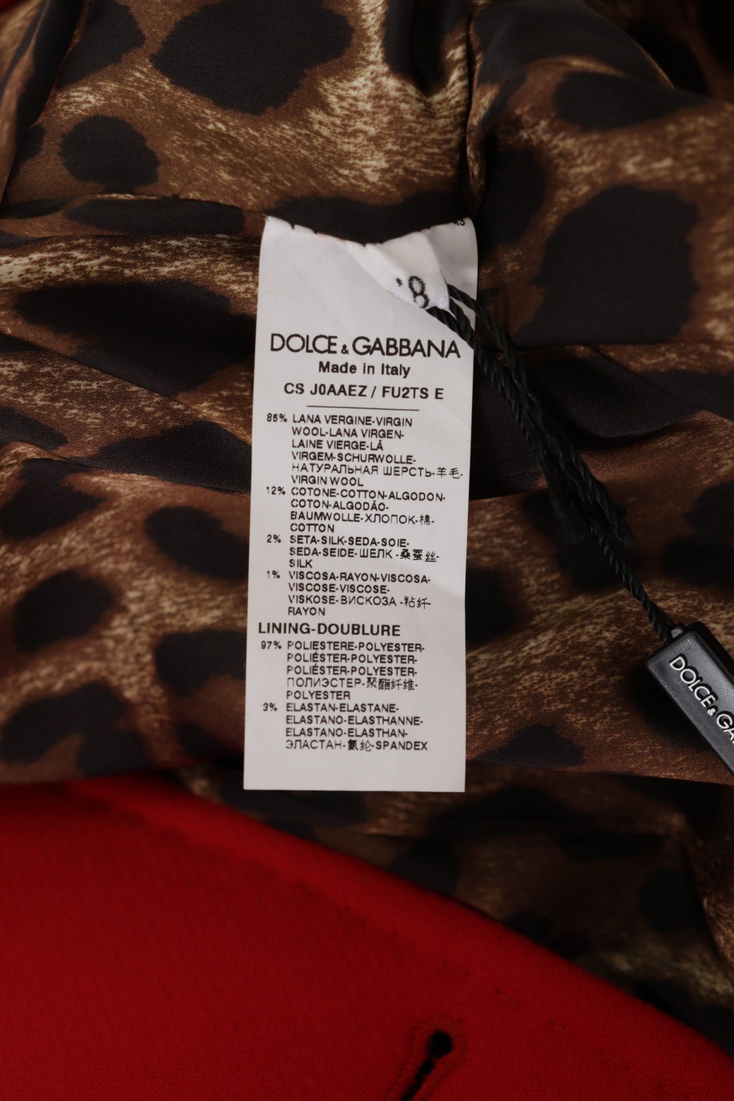 Veste Trench-coat en Laine Rouge Leopard Dolce & Gabbana
