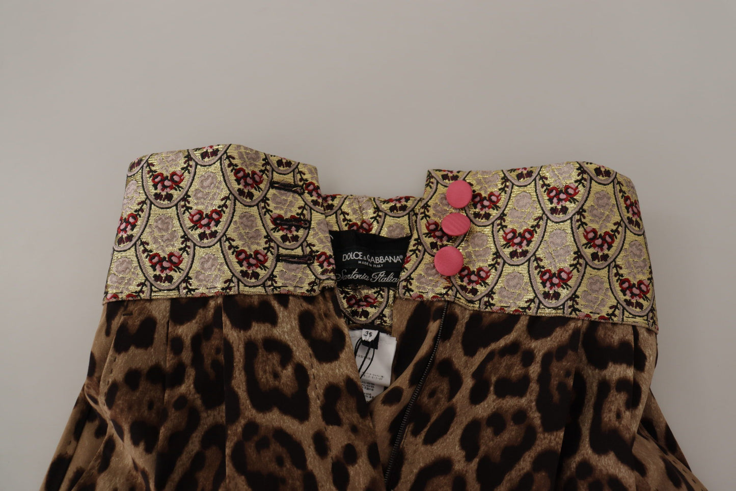 Pantalon taille haute jacquard léopard or marron Dolce & Gabbana