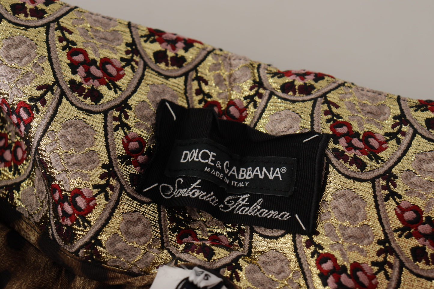 Pantalon taille haute jacquard léopard or marron Dolce & Gabbana