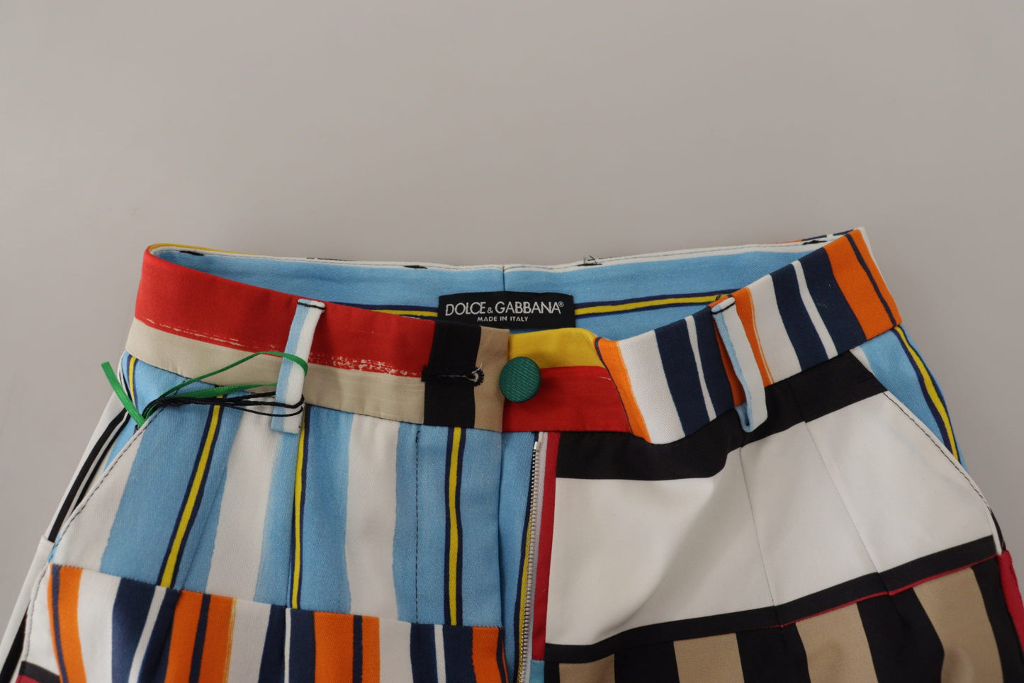Pantalon taille haute en coton à rayures multicolores Dolce & Gabbana