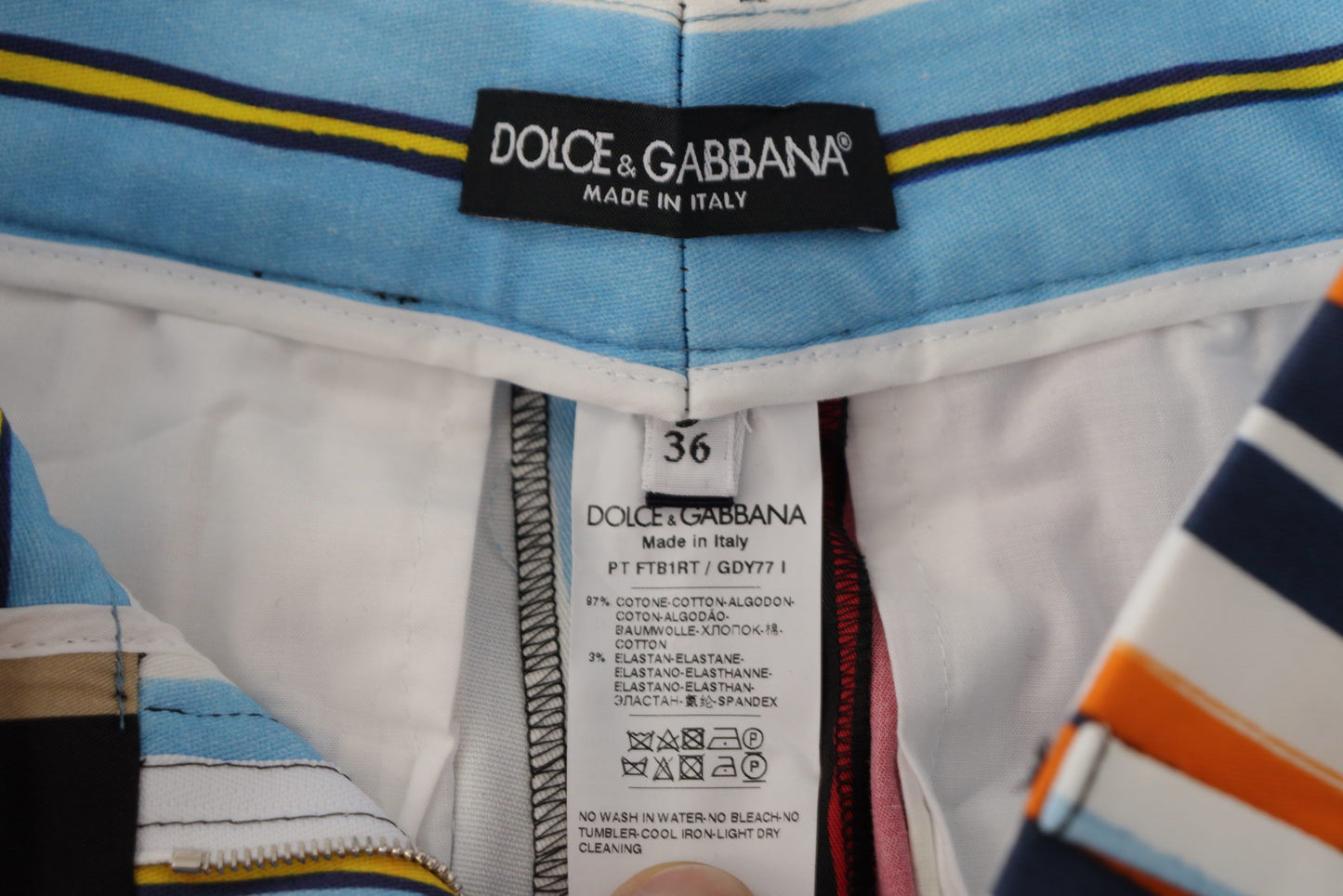 Pantalon taille haute en coton à rayures multicolores Dolce & Gabbana