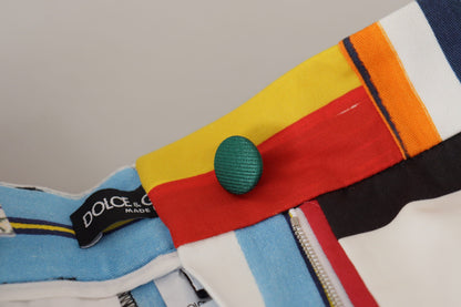 Pantalon taille haute en coton à rayures multicolores Dolce & Gabbana