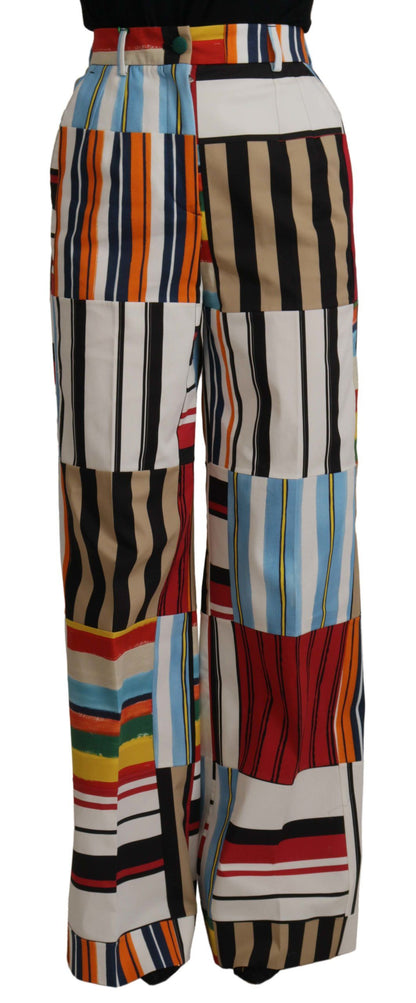 Pantalon taille haute en coton à rayures multicolores Dolce & Gabbana