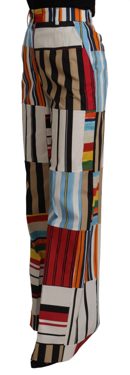 Pantalon taille haute en coton à rayures multicolores Dolce & Gabbana