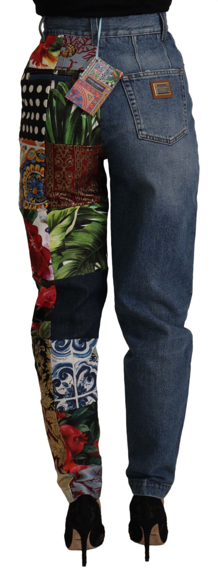 Pantalones Dolce & Gabbana de tiro alto de jacquard de vaquero azul Majolica