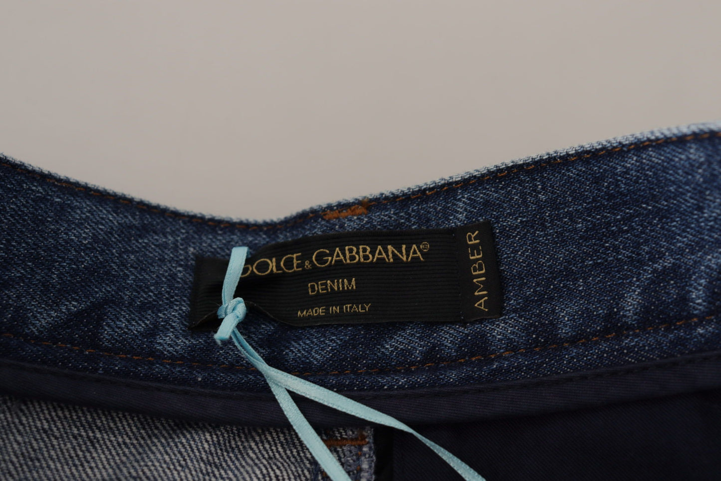 Pantalon Jacquard Majolique Bleu Jean Taille Haute Dolce & Gabbana