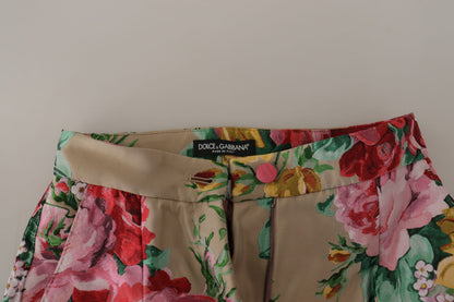 Dolce & Gabbana Robe florale beige Pantalon taille haute formel