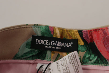 Dolce & Gabbana Robe florale beige Pantalon taille haute formel