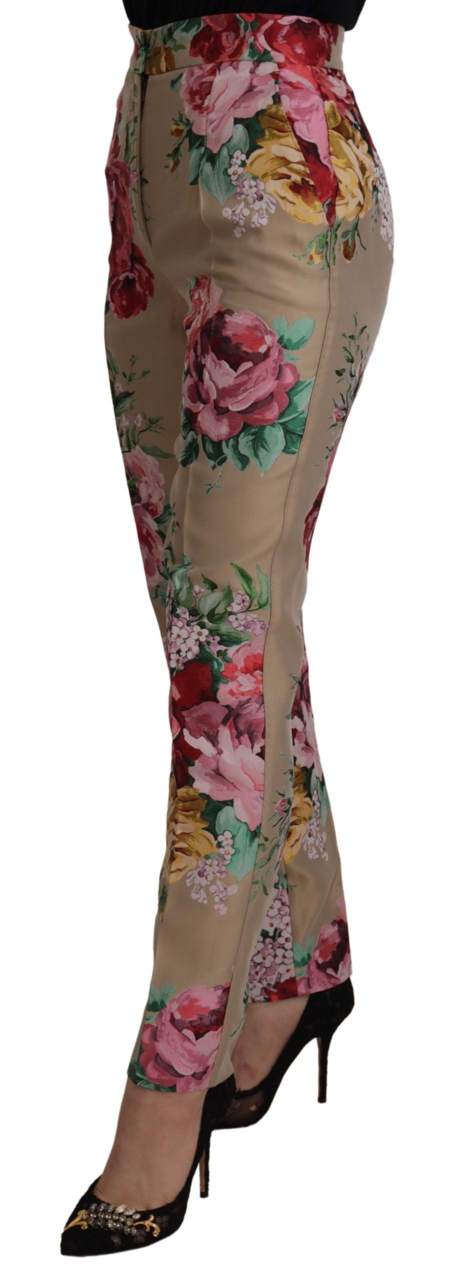 Dolce & Gabbana Robe florale beige Pantalon taille haute formel