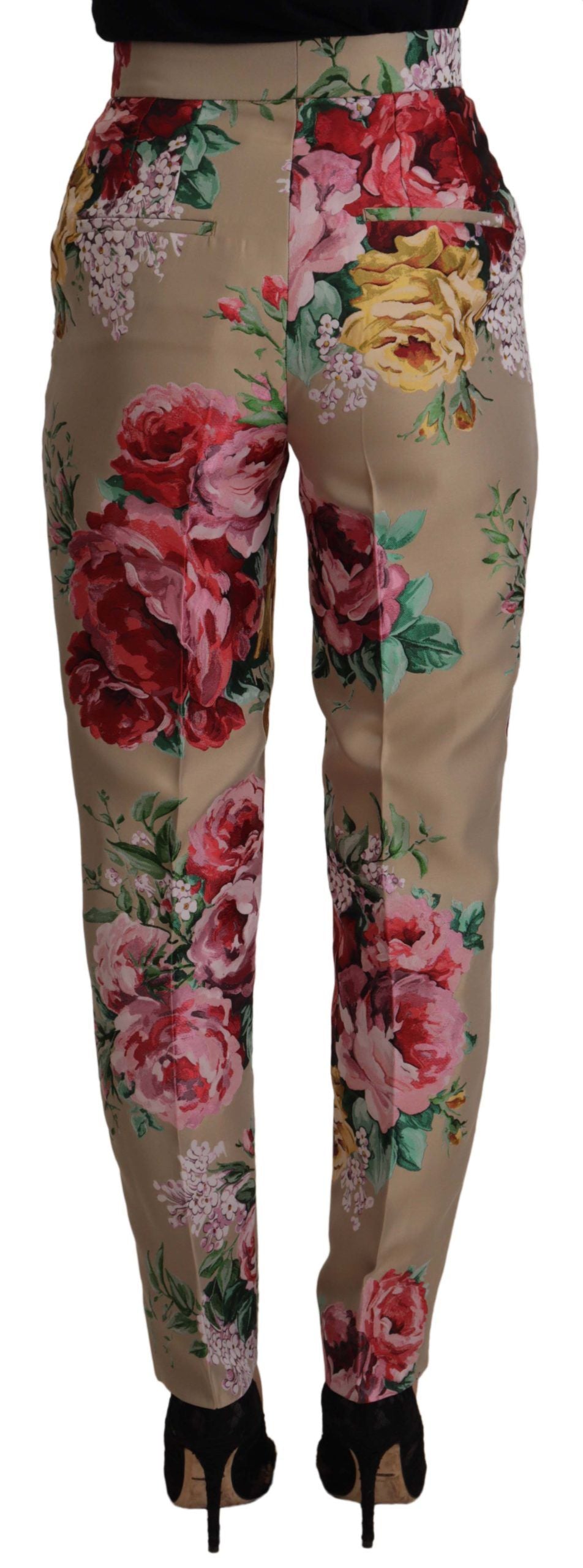 Dolce & Gabbana Robe florale beige Pantalon taille haute formel
