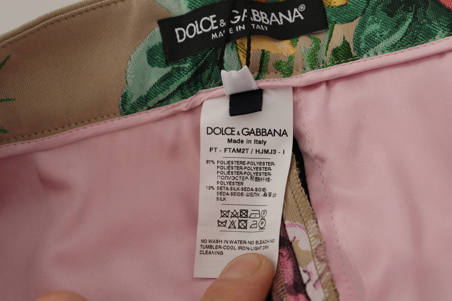 Dolce & Gabbana Robe florale beige Pantalon taille haute formel