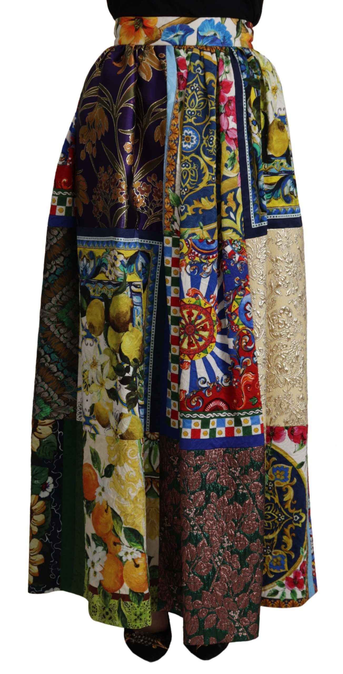 Jupe longue maxi Dolce & Gabbana Patchwork multicolore Sicily