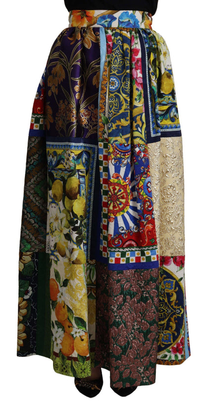 Jupe longue maxi Dolce & Gabbana Patchwork multicolore Sicily