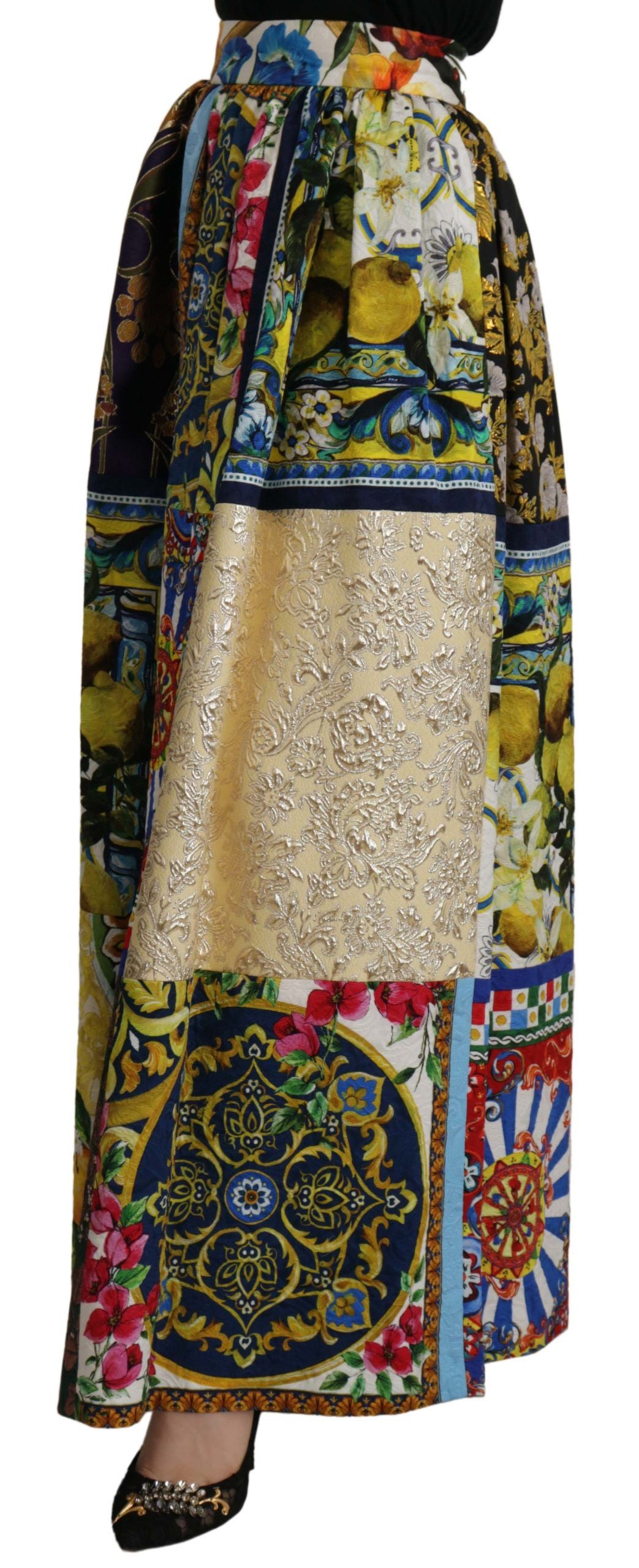 Jupe longue maxi Dolce & Gabbana Patchwork multicolore Sicily