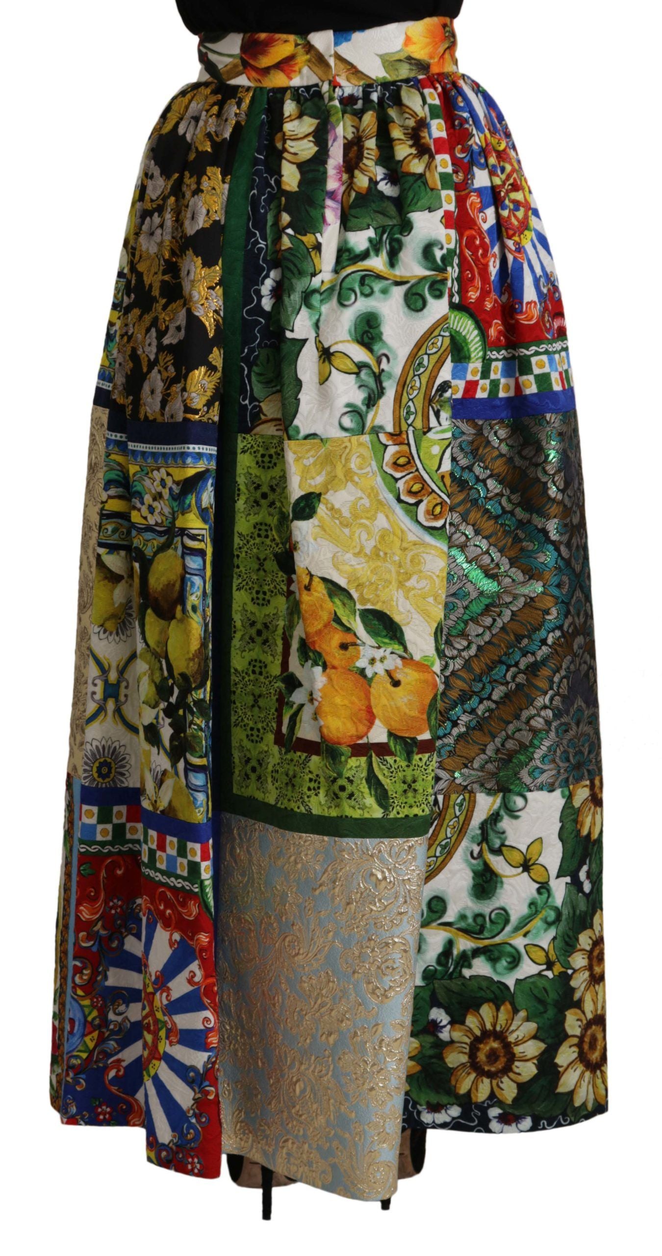 Jupe longue maxi Dolce & Gabbana Patchwork multicolore Sicily