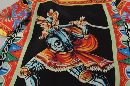 T-shirt en soie à motif Carretto et soldat multicolore Dolce & Gabbana