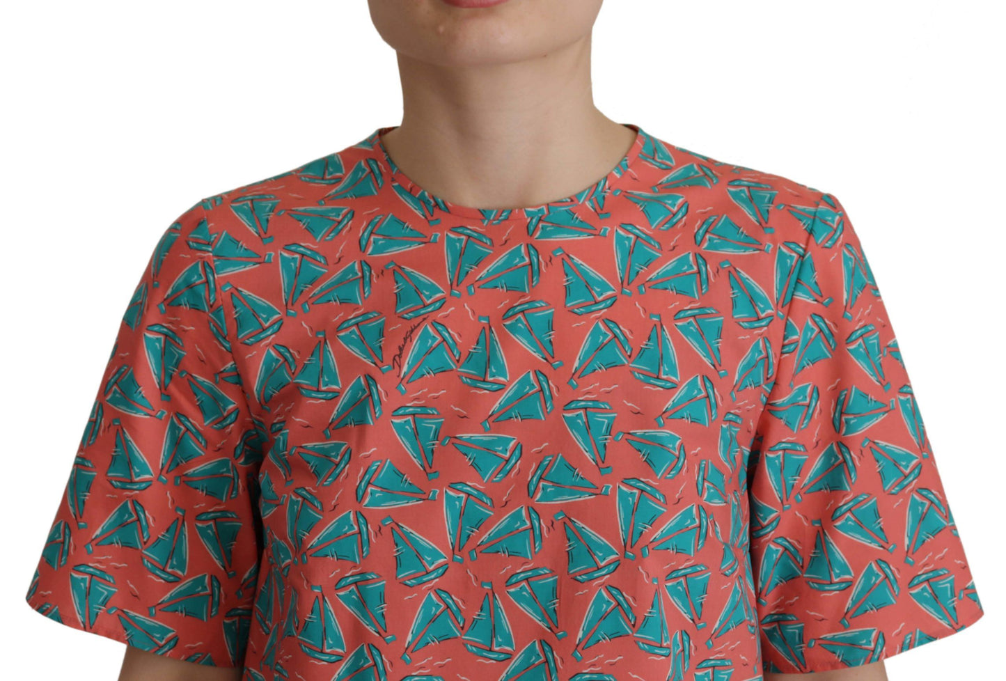 T-shirt en coton imprimé bateau à voile rose Dolce & Gabbana