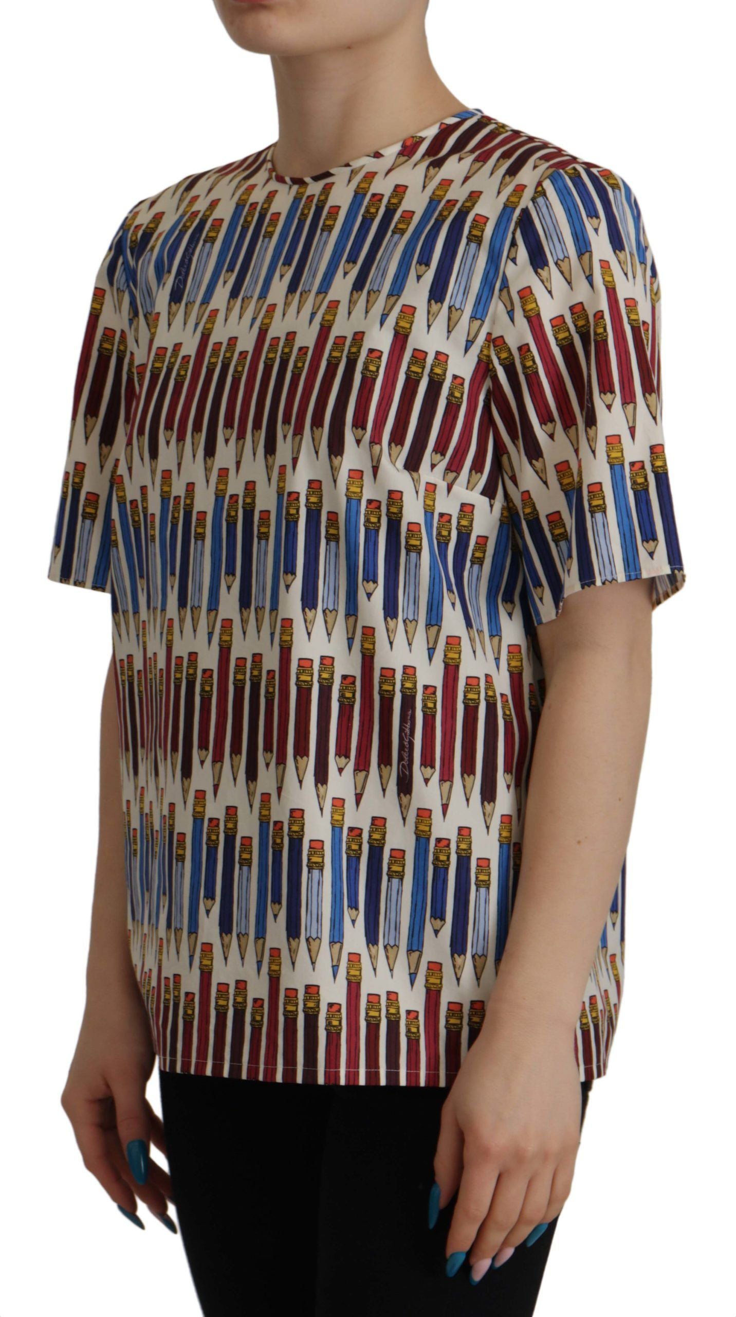 Chemisier t-shirt en coton imprimé crayon blanc Dolce & Gabbana