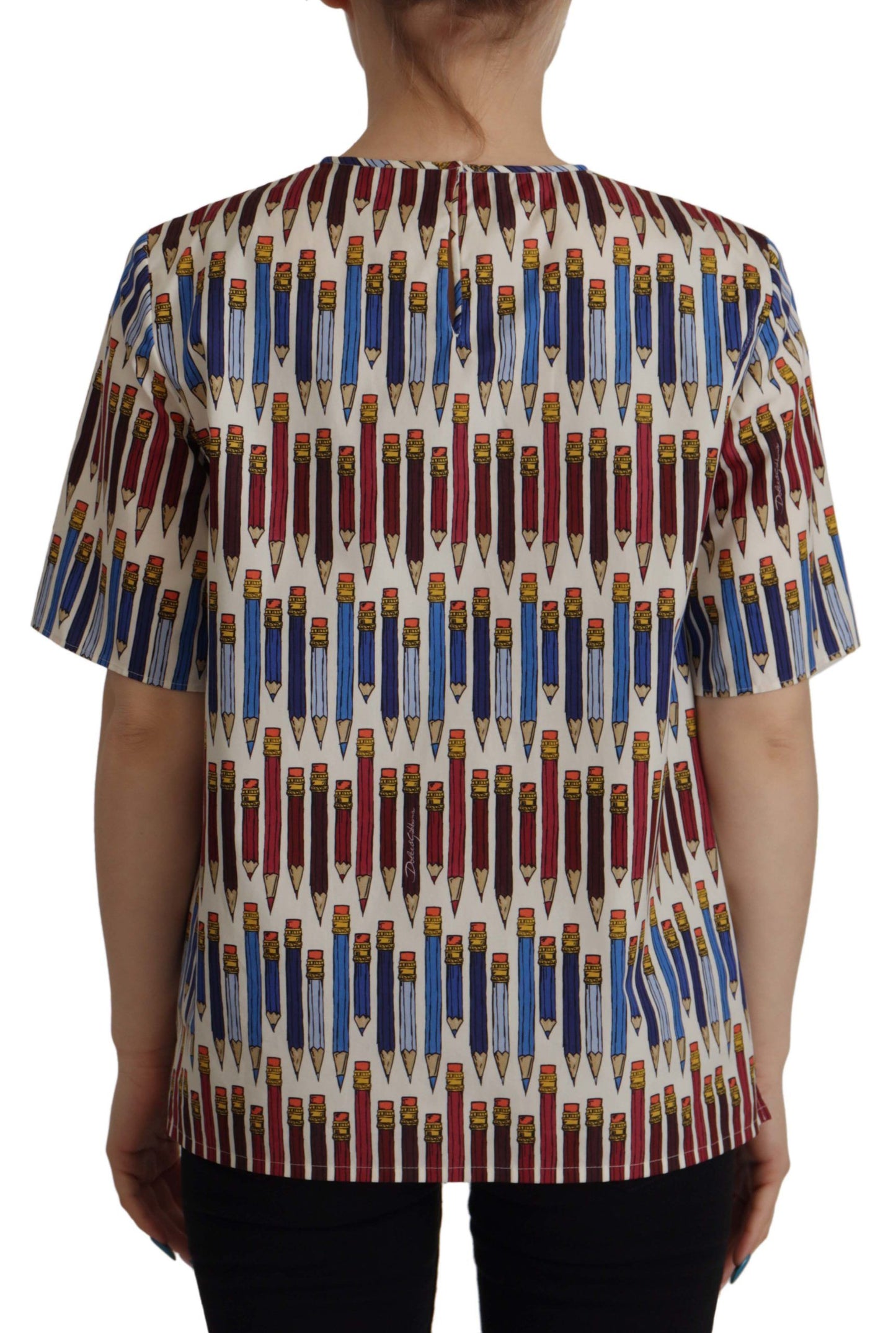 Chemisier t-shirt en coton imprimé crayon blanc Dolce & Gabbana