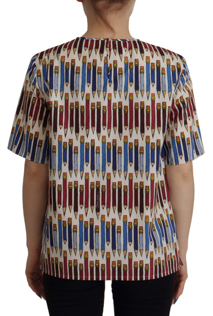 Chemisier t-shirt en coton imprimé crayon blanc Dolce & Gabbana