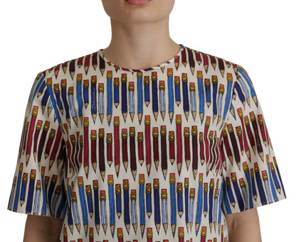 Chemisier t-shirt en coton imprimé crayon blanc Dolce & Gabbana