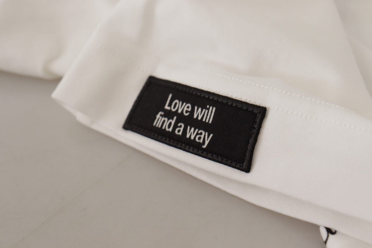 T-shirt col rond en coton blanc et roses noires Dolce & Gabbana
