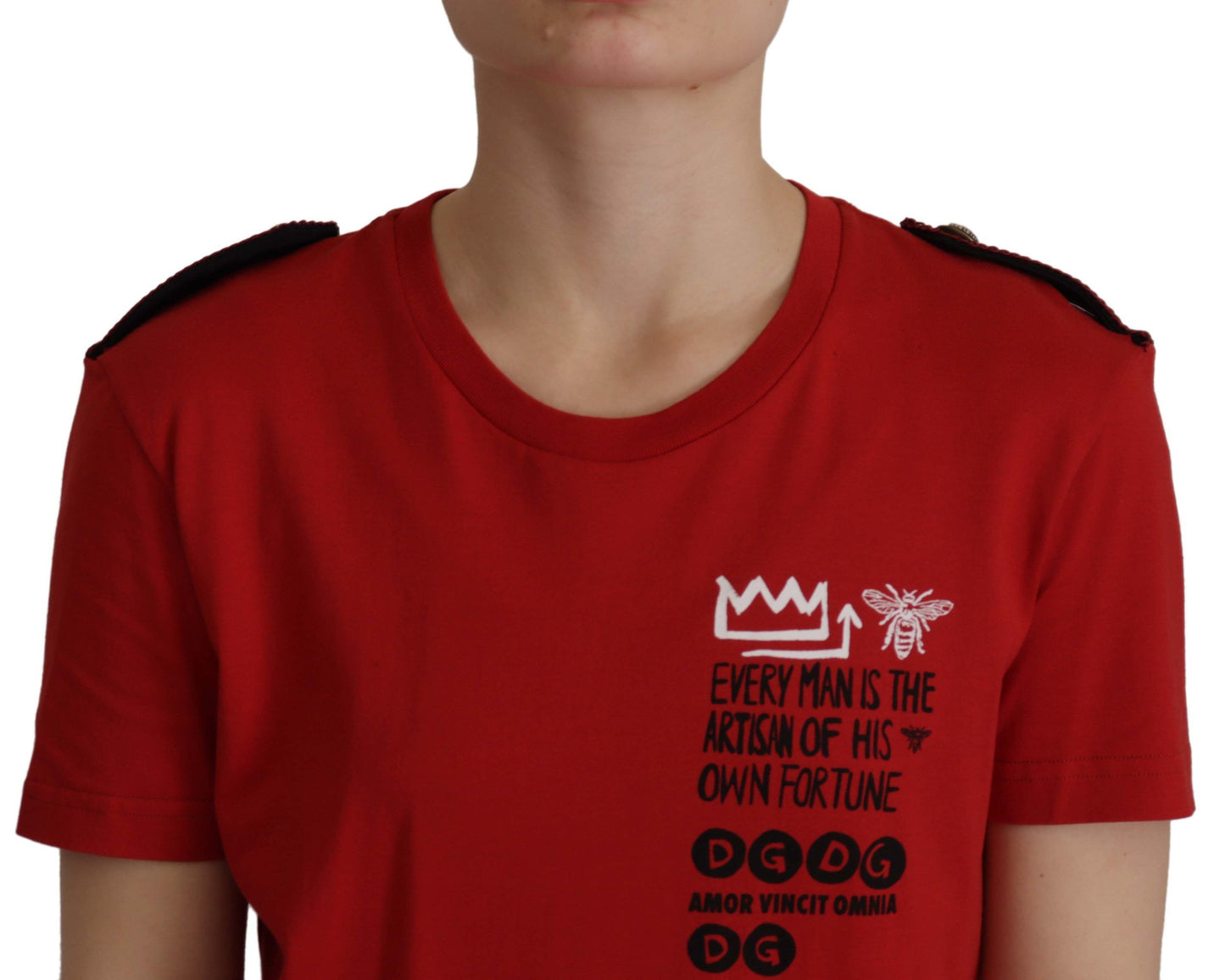 T-shirt Dolce & Gabbana col rond rouge Amor Vincit Omnia
