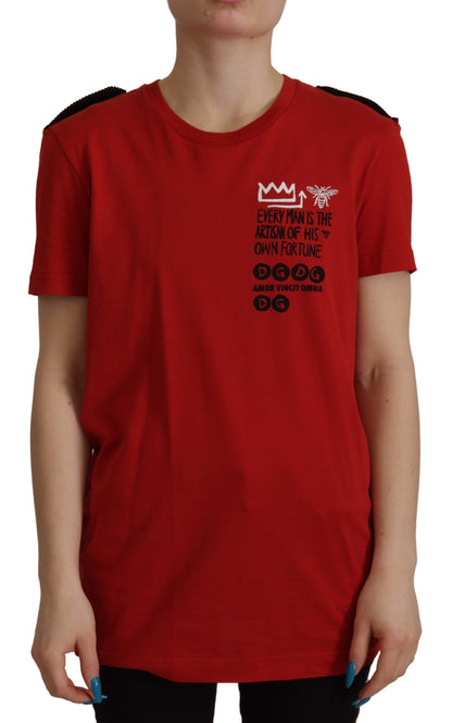T-shirt Dolce & Gabbana col rond rouge Amor Vincit Omnia