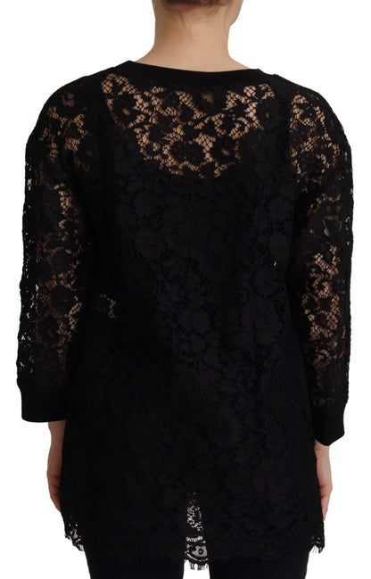 Chemisier Dolce & Gabbana "Sicily" en dentelle florale noire