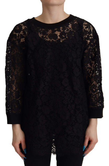 Chemisier Dolce & Gabbana "Sicily" en dentelle florale noire