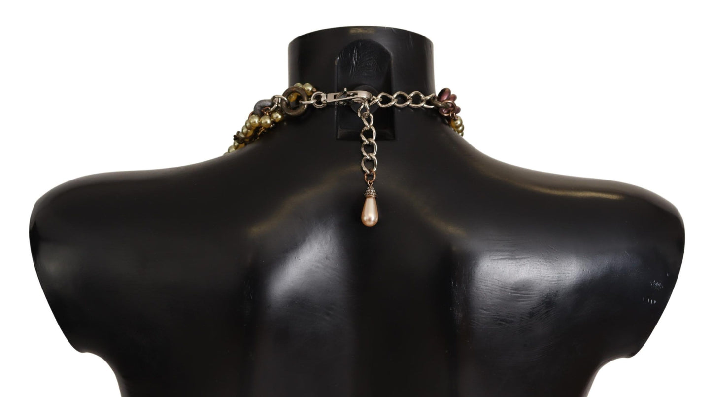 Collier ras-du-cou Dolce & Gabbana en laiton doré avec cristaux floraux Sicile