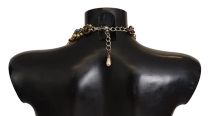 Collier ras-du-cou Dolce & Gabbana en laiton doré avec cristaux floraux Sicile