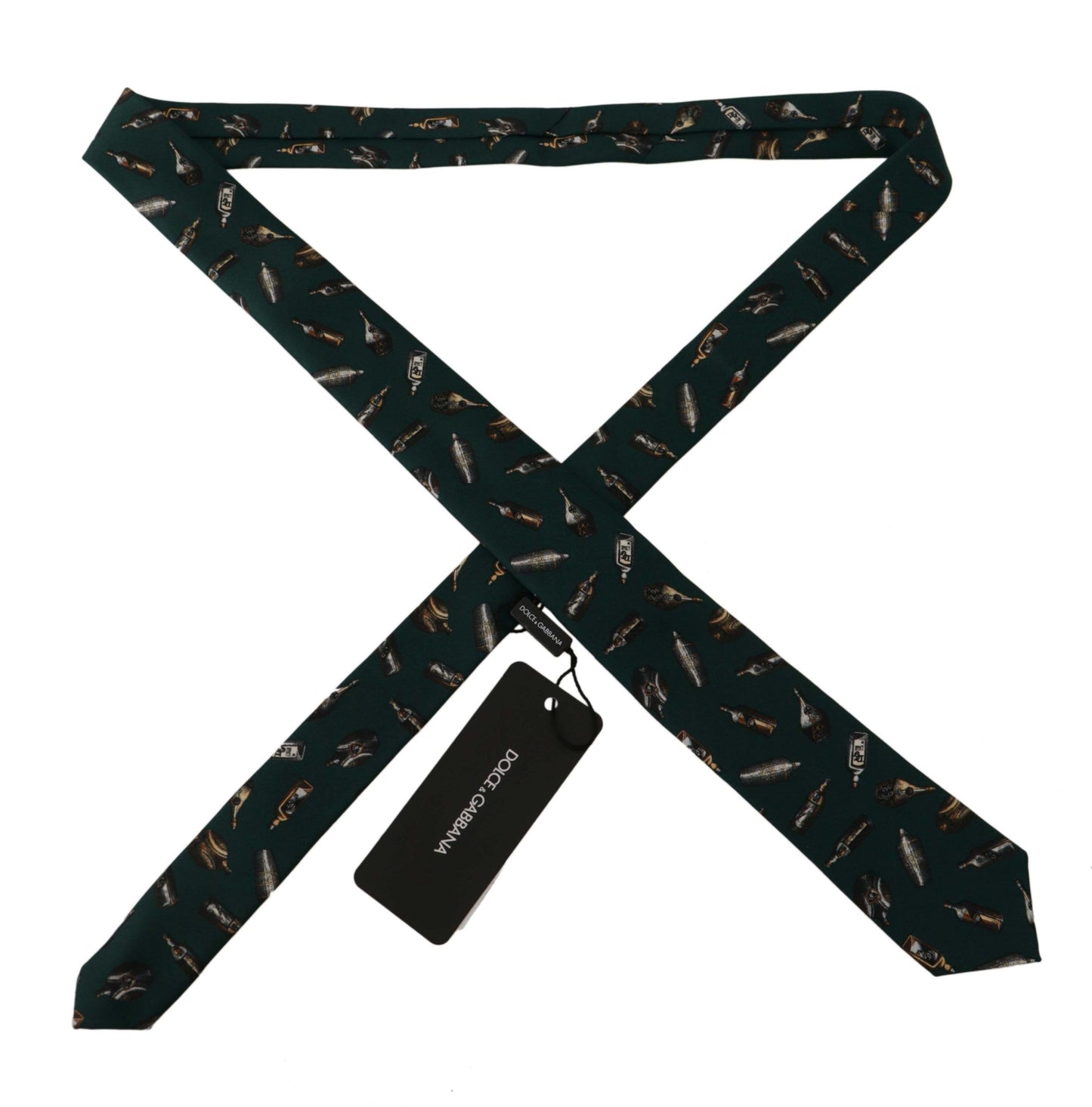 Cravate en Soie Dolce & Gabbana Noire à Imprimé Fantaisie avec Accessoire Ajustable
