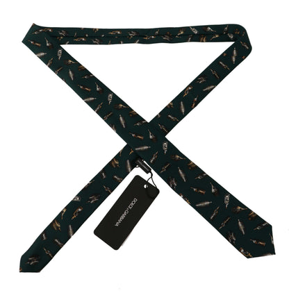 Cravate en Soie Dolce & Gabbana Noire à Imprimé Fantaisie avec Accessoire Ajustable