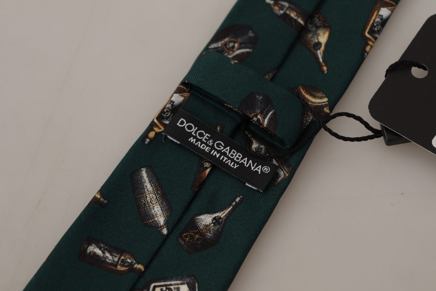 Cravate en Soie Dolce & Gabbana Noire à Imprimé Fantaisie avec Accessoire Ajustable