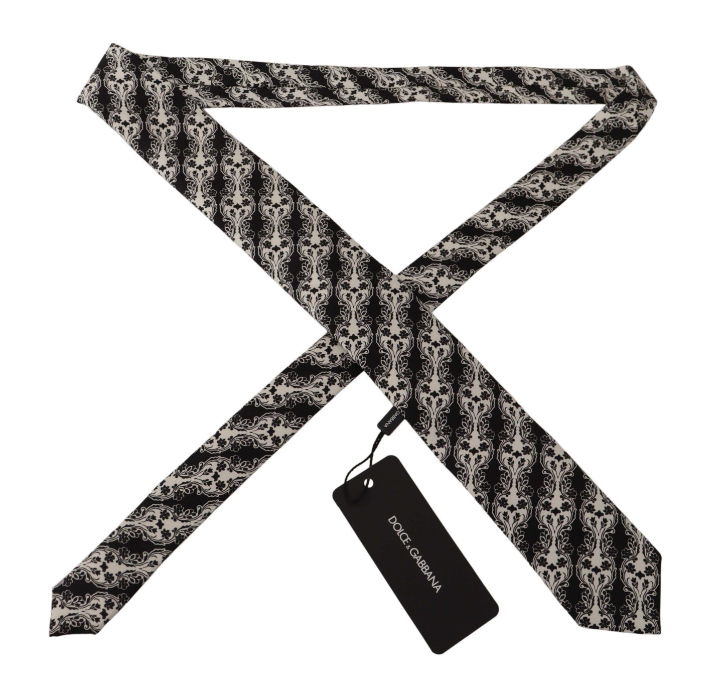 Cravate ajustable Dolce & Gabbana en soie imprimée de fleurs noires et blanches