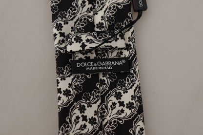 Cravate ajustable Dolce & Gabbana en soie imprimée de fleurs noires et blanches