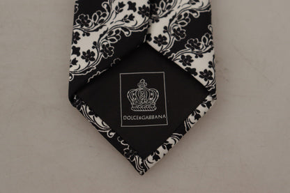Cravate ajustable Dolce & Gabbana en soie imprimée de fleurs noires et blanches