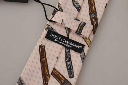 Accessoire de cou réglable Dolce & Gabbana en soie 100 %, imprimé pois roses