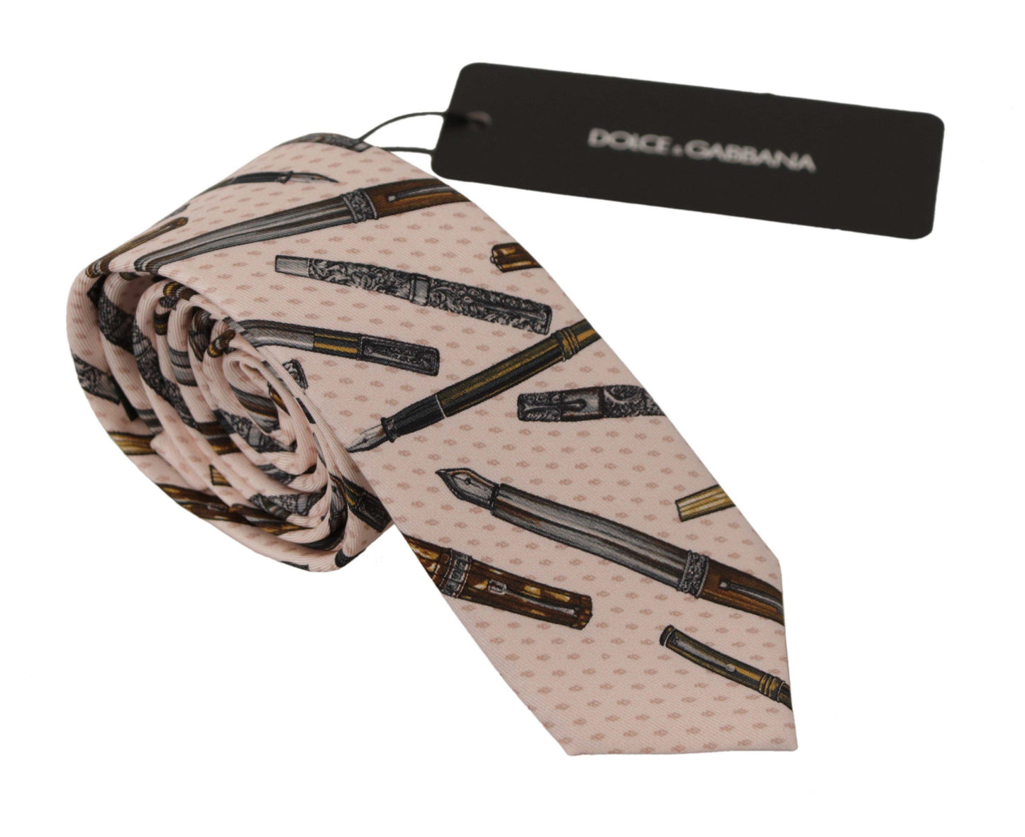 Accessoire de cou réglable Dolce & Gabbana en soie 100 %, imprimé pois roses