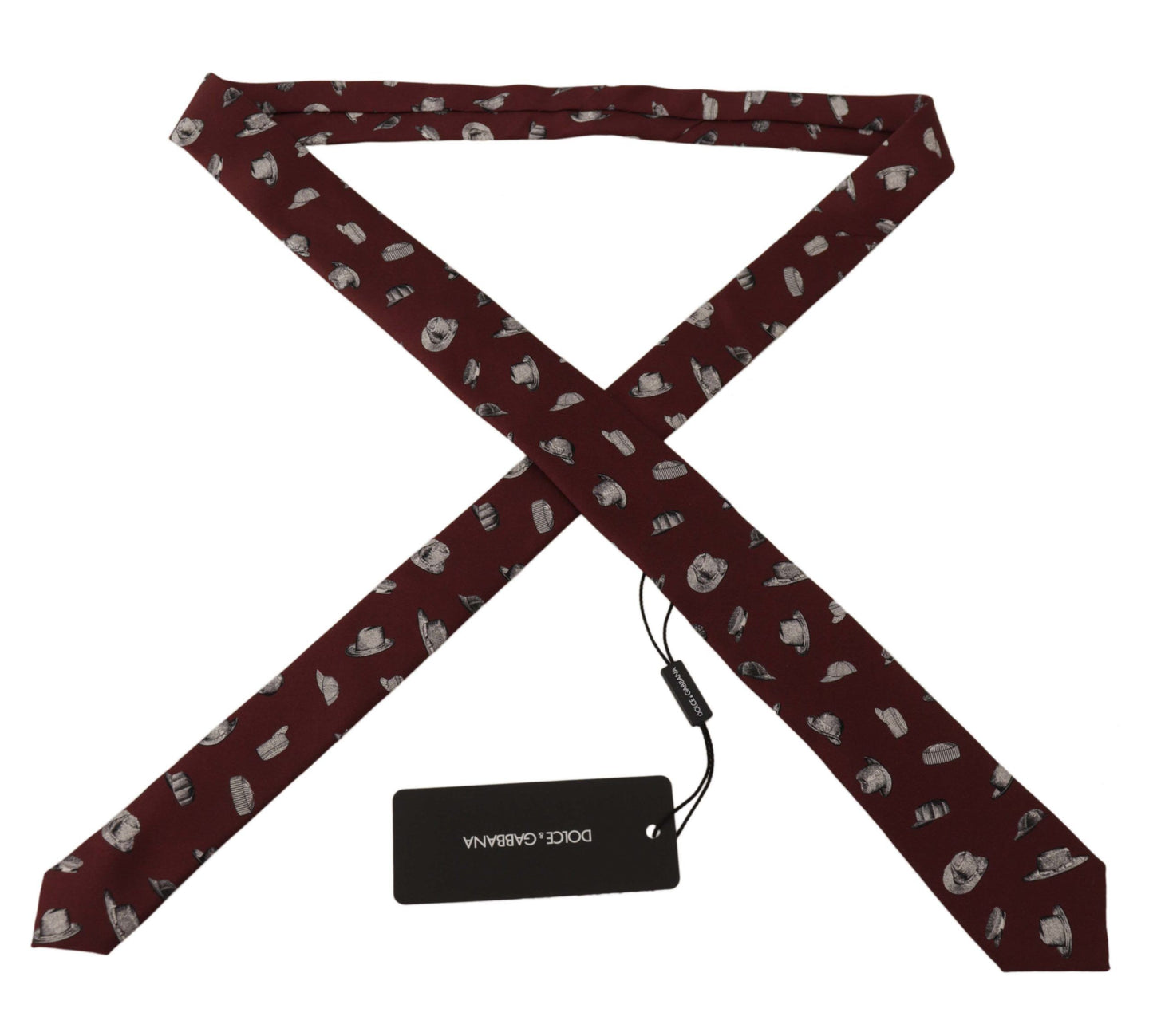 Dolce & Gabbana Chapeau Bordeaux Motif 100% Soie Accessoire Ajustable à Nouer