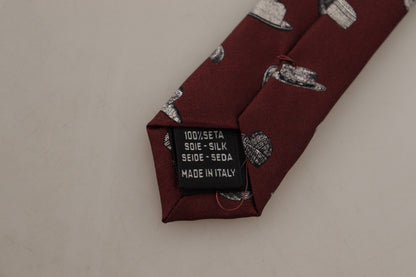 Dolce & Gabbana Chapeau Bordeaux Motif 100% Soie Accessoire Ajustable à Nouer