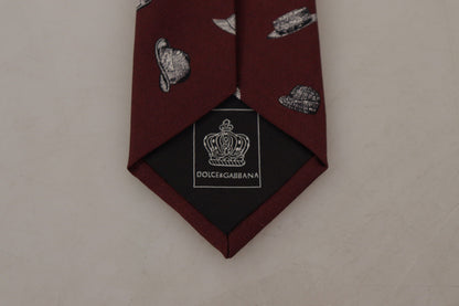 Dolce & Gabbana Chapeau Bordeaux Motif 100% Soie Accessoire Ajustable à Nouer