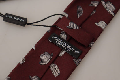 Dolce & Gabbana Chapeau Bordeaux Motif 100% Soie Accessoire Ajustable à Nouer
