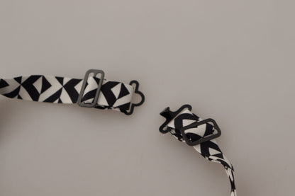 Dolce & Gabbana Accessoire à nouer réglable 100 % soie motif géométrique noir et blanc