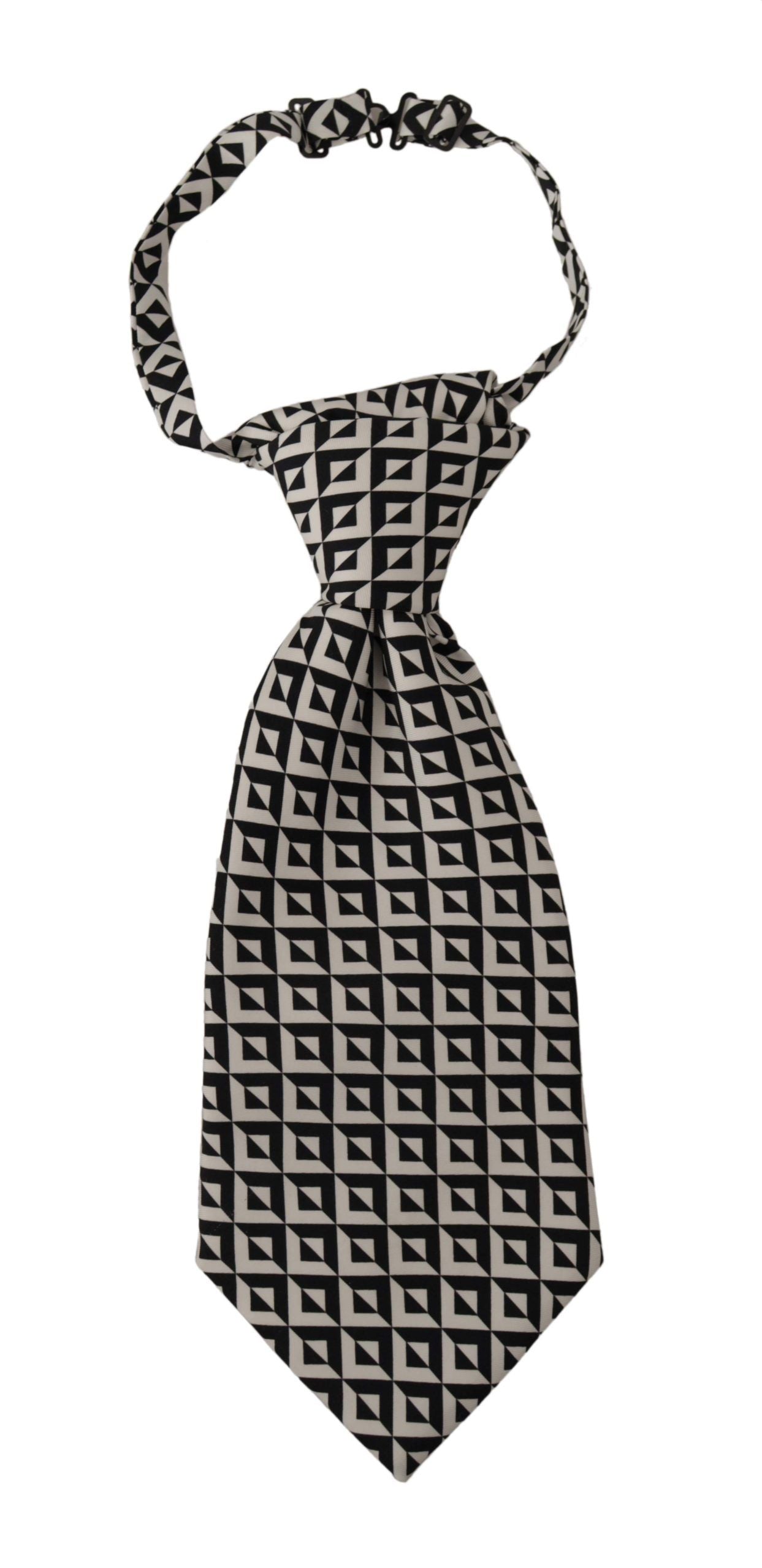 Dolce & Gabbana Accessoire à nouer réglable 100 % soie motif géométrique noir et blanc